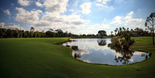 Pond And Lush Green Grass On A Golf Course