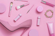 © twenty2photo - Layflat image of pink womans fashion and cosmetics products.