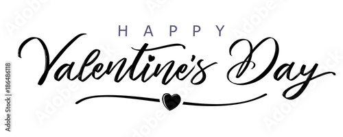 Happy Valentines Day elegant сalligraphy banner black ...