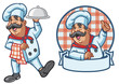 cartoon set of happy chef