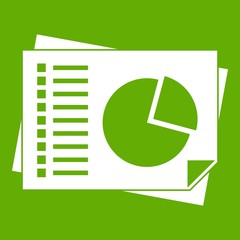Poster - Sheets of paper with charts icon green