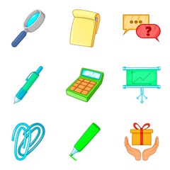 Poster - Work as team icons set, cartoon style