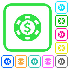 Poster - Dollar casino chip vivid colored flat icons