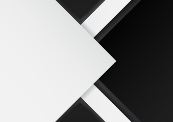 Aufkleber - Abstract white and black arrows on black background with paper art style.For business template.Vector illustration.