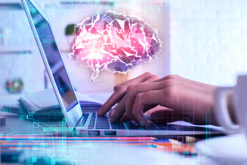 Aufkleber - Artificial brain and brainstorm concept