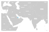 Fototapeta Mapy - Qatar blue marked in political map of South Asia and Middle East. Simple flat vector map..