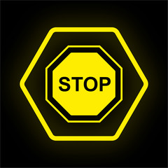 Sticker - Neon Button Polygon - Stoppschild