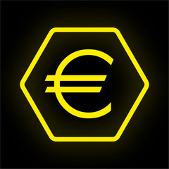 Poster - Neon Button Polygon - Euro Symbol