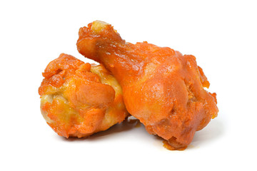 fried chicken wings on white background