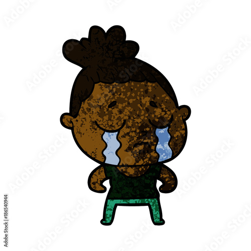 Photo  cartoon tough woman crying