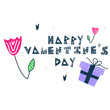 © Alina - Hand lettering 'Happy Valentine's Day' with illustration of flowers and present or gift