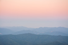 Aerial View Landscape Mountain And Forest At Twilight From Doi Samer Dao  In Sri Nan National Park ,  Nan Province Of Thailand
