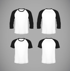 Sticker - Men's slim-fitting short sleeve baseball shirt set. Black Mock-up design template for branding.