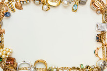 Fashion Jewelry Frame On White Background