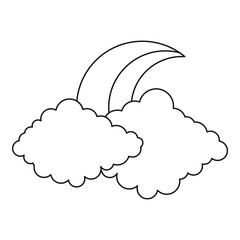 Poster - Moon and cloud icon. Outline illustration of moon and cloud vector icon for web