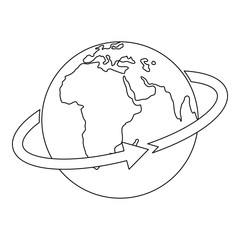 Sticker - Flight around world icon. Outline illustration of flight around world vector icon for web