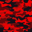 Camouflage military background. Camo bright red print texture - vector illustration. Abstract pattern seamless. Classic clothing style masking camo repeat print.
