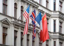 Allied Flags At Checkpoint Charlie