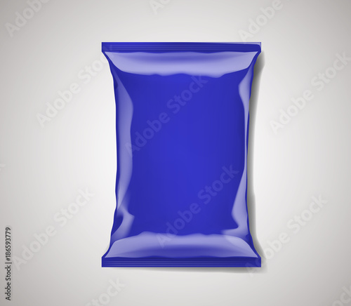 Blue Blank Foil Plastic Bag Packaging Isolated Mock Up Design Template For Branding For Chips Snack Cookies Peanuts Stock Vector Adobe Stock