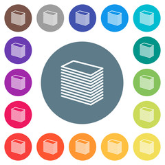 Sticker - Paper stack flat white icons on round color backgrounds