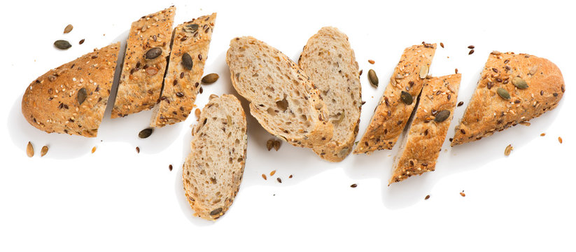 grain bread with seeds.above view.