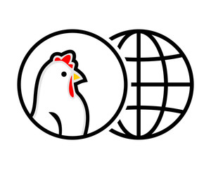 Canvas Print - chicken globe hen poultry livestock animal image vector