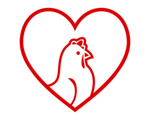 Canvas Print - chicken heart hen poultry livestock animal image vector