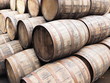 Stack of oak Whiskey barrels, Scotland 2017