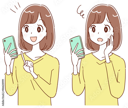 若い女性のイラスト スマホ Stock ベクター Adobe Stock