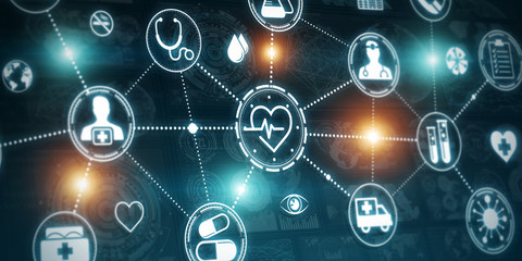 Aufkleber - Modern medical interface with icons 3D rendering