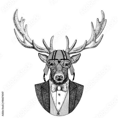 deer-animal-w-marynarce-z-muszka-i-kaskiem-motocyklowym-lub-kasku-helmu-elega