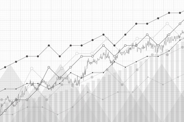financial data graph chart, vector illustration. growth company profit economic concept. trend lines