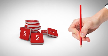 Poster - 3D Section symbol icons and hand holding pencil