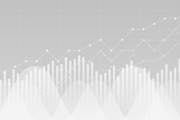 financial data graph chart, vector illustration. trend lines, columns, market economy information ba