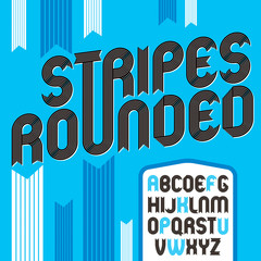 Poster - Set of trendy modern vector capital alphabet letters isolated. Funky bold rounded font for use as business poster design elements, newspaper. Created using geometric stripes.