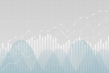 Financial statistics data graph, vector illustration. Trending lines, columns, graphic chart elements. Uptrend growth information.