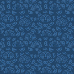  Seamless blue floral  pattern,  vector. Endless texture can be used for wallpaper, pattern fills, web page  background,  surface textures and fabrics.