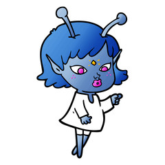 pretty cartoon alien girl