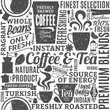 Retro styled typographic vector coffee and tea seamless pattern or background