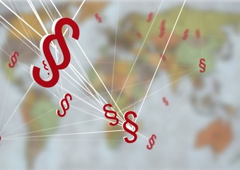 Poster - 3D Section Symbol icons with world map