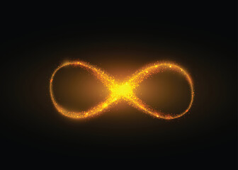 Fototapete - infinity symbol background. light yellow gold neon infinite, eternity concept