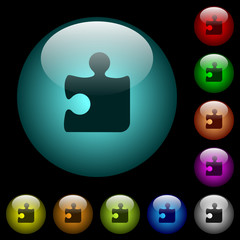 Poster - Puzzle icons in color illuminated glass buttons