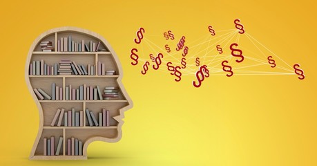 Poster - 3D Section symbol icons and book case head