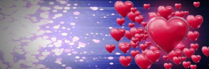 Poster - Shiny bubbly Valentines hearts with purple sparkling background
