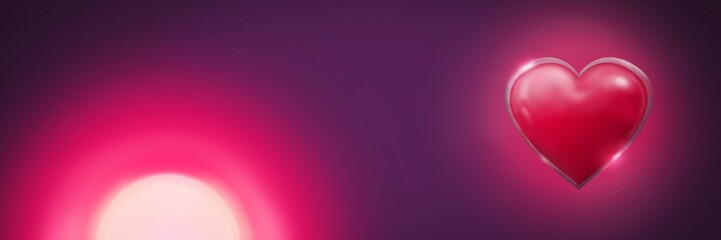 Poster - Shiny heart glowing with purple background and bright light
