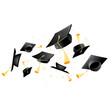 Flying academic mortarboard - graduation, throw of student hats