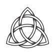 Triquetra or Trinity knot. Hand drawn dot work ancient pagan symbol of eternity and trinity isolated vector illustration. Black work, flash tattoo or print design
