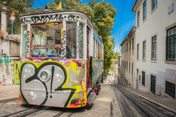 Wall Mural - Portugal Lisbon one of city elevator trams