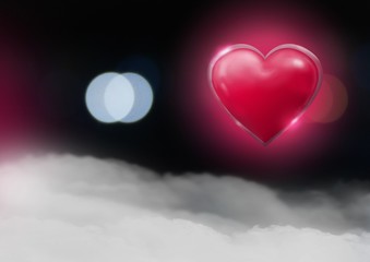 Poster - Shiny heart glowing with bokeh misty background