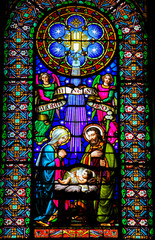 Fototapete - Nativity Scene - Stained Glass